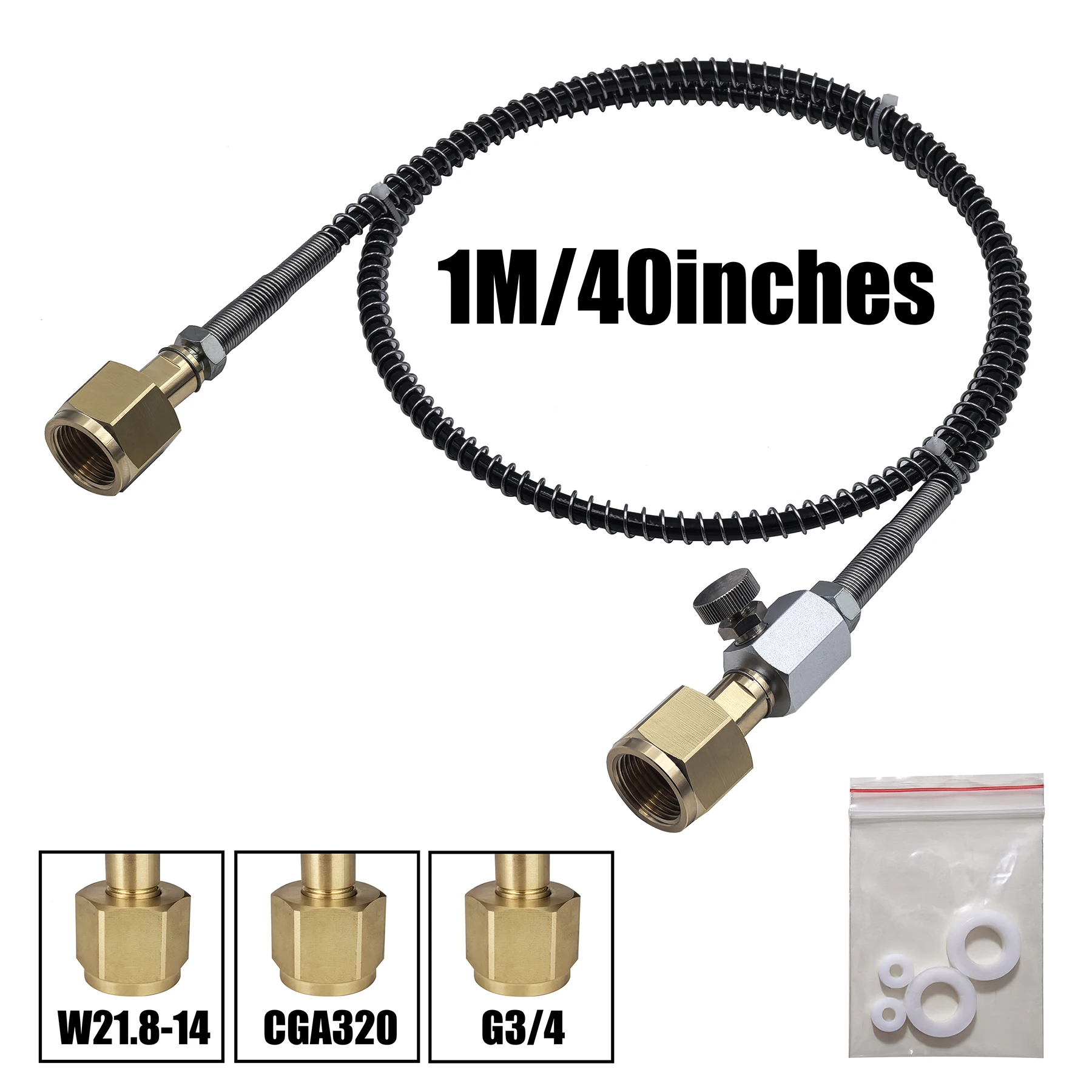 Adaptador CO2 conector manguera para carga tanque aire comprimido - imagen 5
