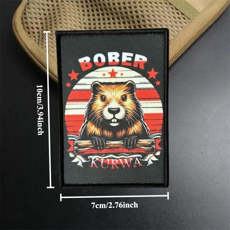 Parche táctico bordado BOBR KURWA con gancho para uniforme - imagen 2