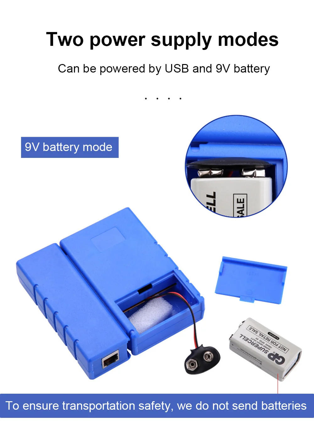 Detalle del probador de cables