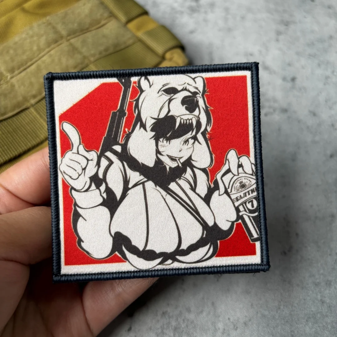 Parche táctico oso anime con velcro gancho y bucle para mochila - imagen 5