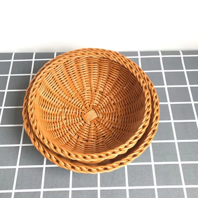 Cesta de ratán natural organizadora para pan y alimentos - imagen 2