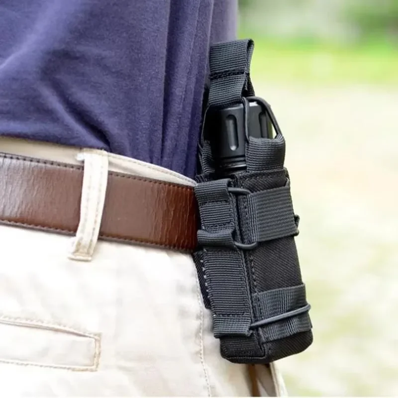 Funda táctica elástica MOLLE abierta superior para cargadores, linterna y bastón