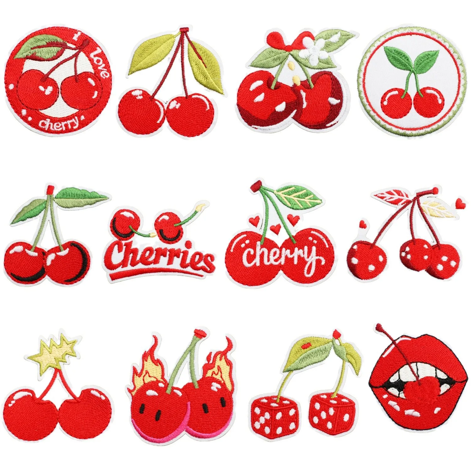 Parche termoadhesivo bordado de cerezas rojas para gorras y sudaderas - imagen 5