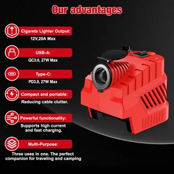 Adaptador 18V a 12V Baterías Makita, Milwaukee, Dewalt – 20A USB-C
