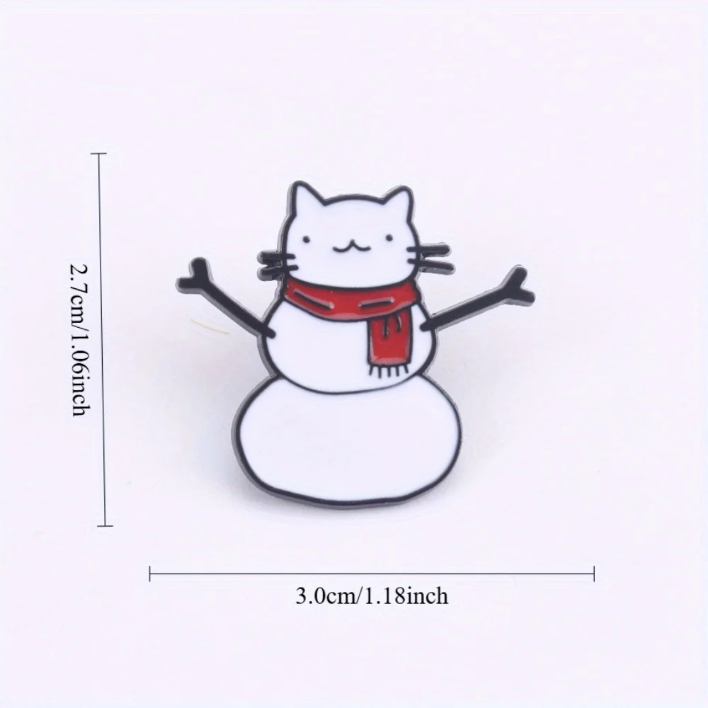 Pin esmaltado gato muñeco de nieve broche invierno rojo - imagen 4
