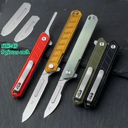 Cuchillo artesanal hoja reemplazable mango G10 portátil
