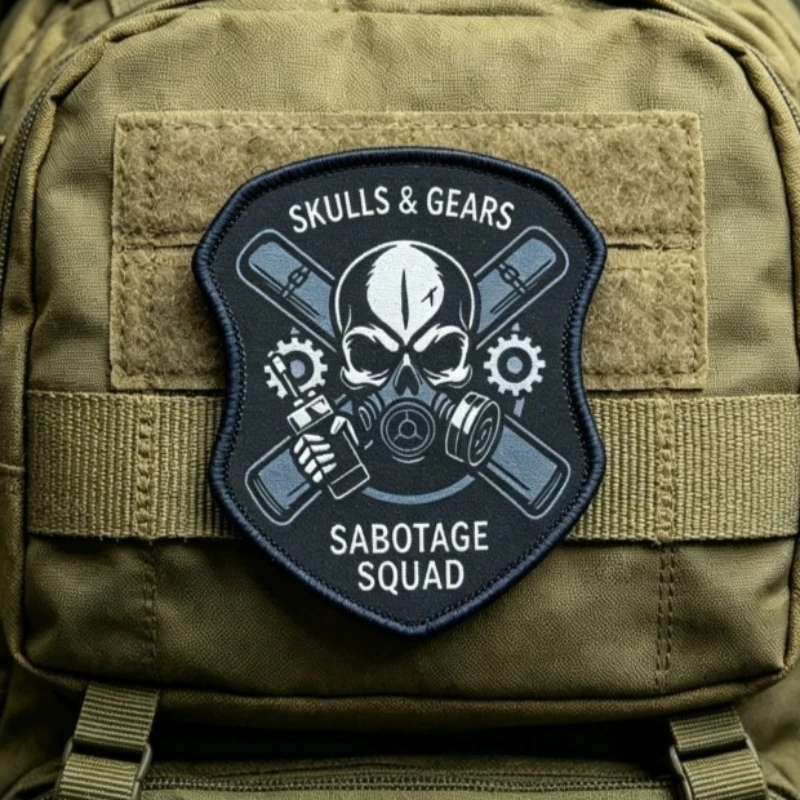 Skulls & Gears Parche táctico gancho-bucle Brigada Sabotaje mochilas - imagen 2