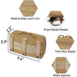 Bolsa táctica MOLLE horizontal con bolsillo frontal EMT y cordón