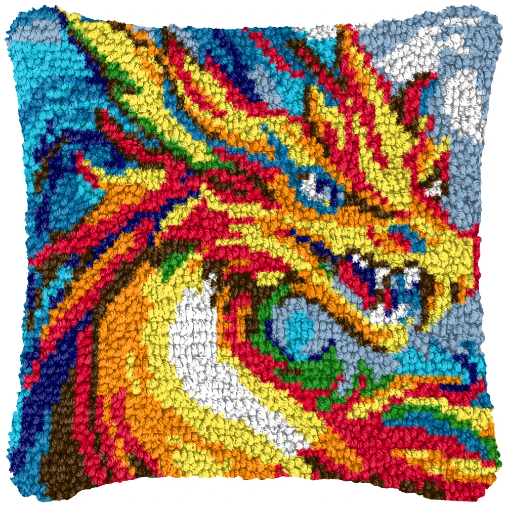 Kit ganchillo nudo funda cojín animales dragón tigre bordado - imagen 4