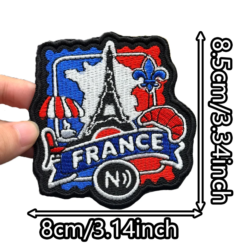Parche bordado Torre Eiffel para exteriores punk biker con gancho - imagen 2