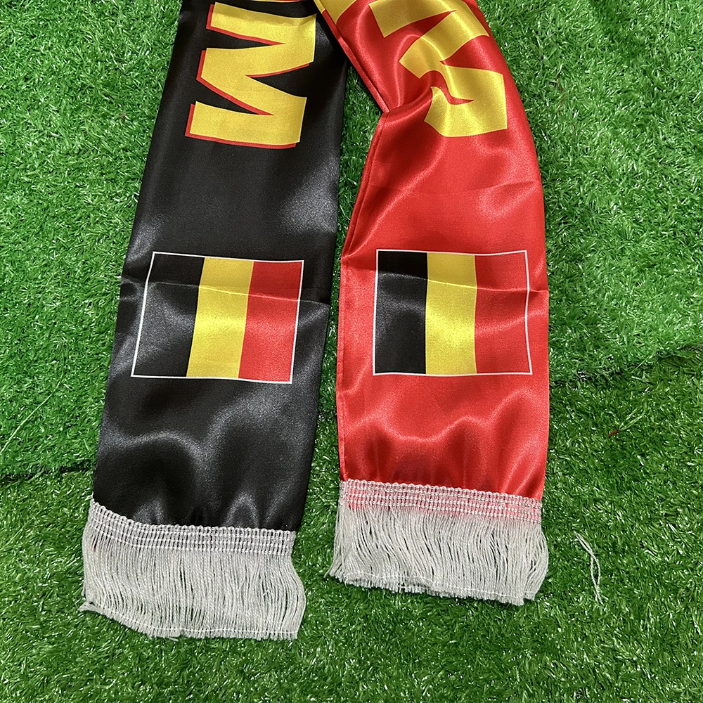 Bufanda bandera Bélgica Sky Flag, doble cara satén con borlas - imagen 2