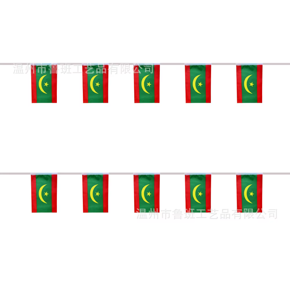 Banderines de Mauritania en cuerda