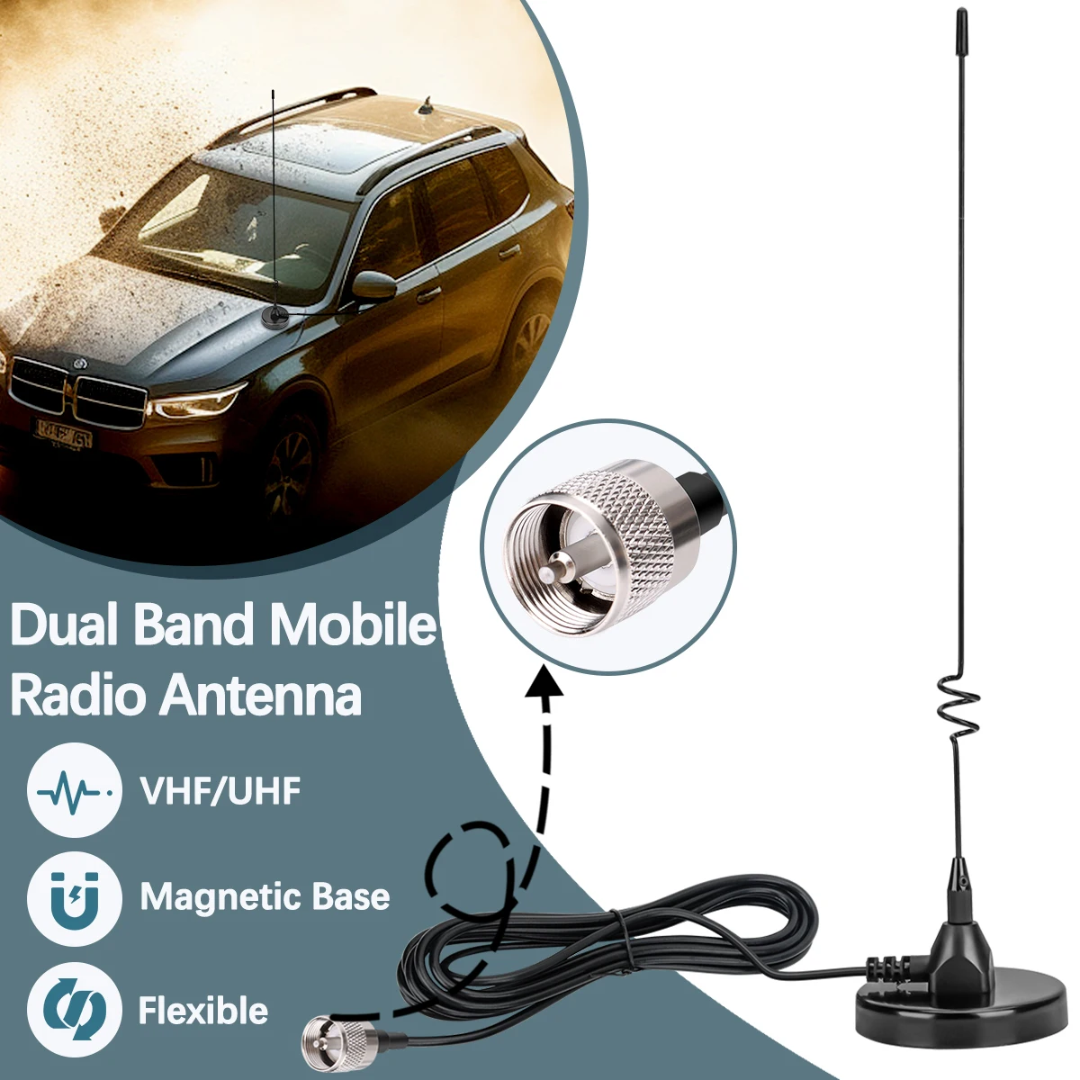 ABBREE AD-109 Antena Walkie Talkie SMA-hembra/PL259 para Baofeng UV-5R - imagen 2
