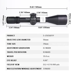 VT Mira telescópica táctica FFP con retícula MRAD para rifle