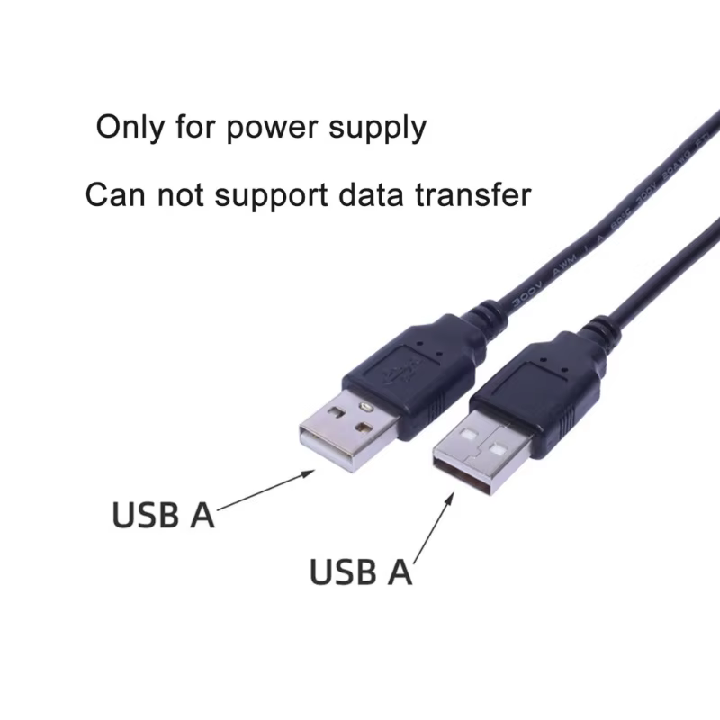 Cable de extensión USB negro USB-A de ambos extremos para carga