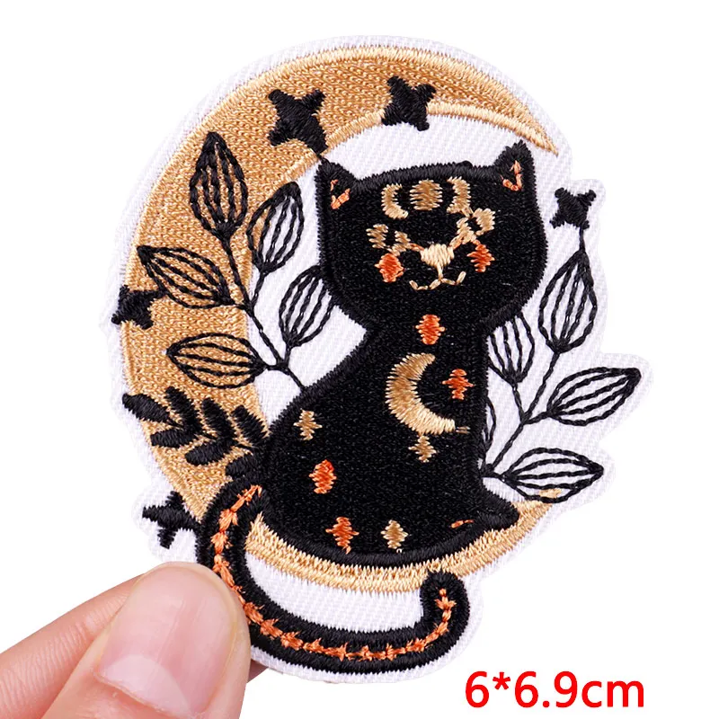 Parche termoadhesivo bordado mariposa y gato para ropa - imagen 3