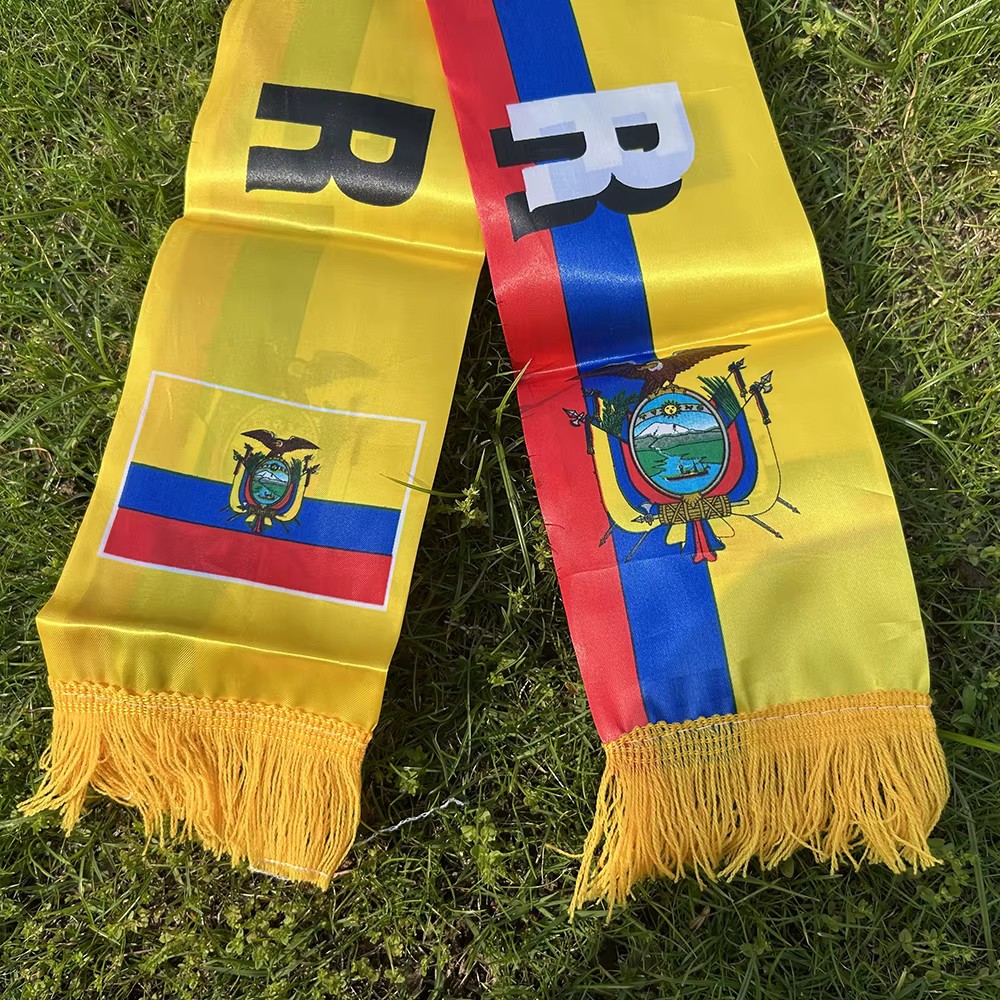 Bufanda Ecuador doble cara satén con borlas, eventos y deporte - imagen 3