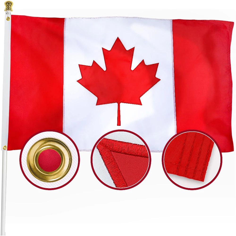 Bandera Canadá Bordada con Ojales de Latón 90x150cm - imagen 3