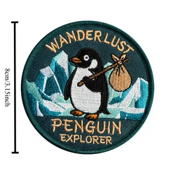 Parche bordado táctico pingüino aventurero gancho y bucle