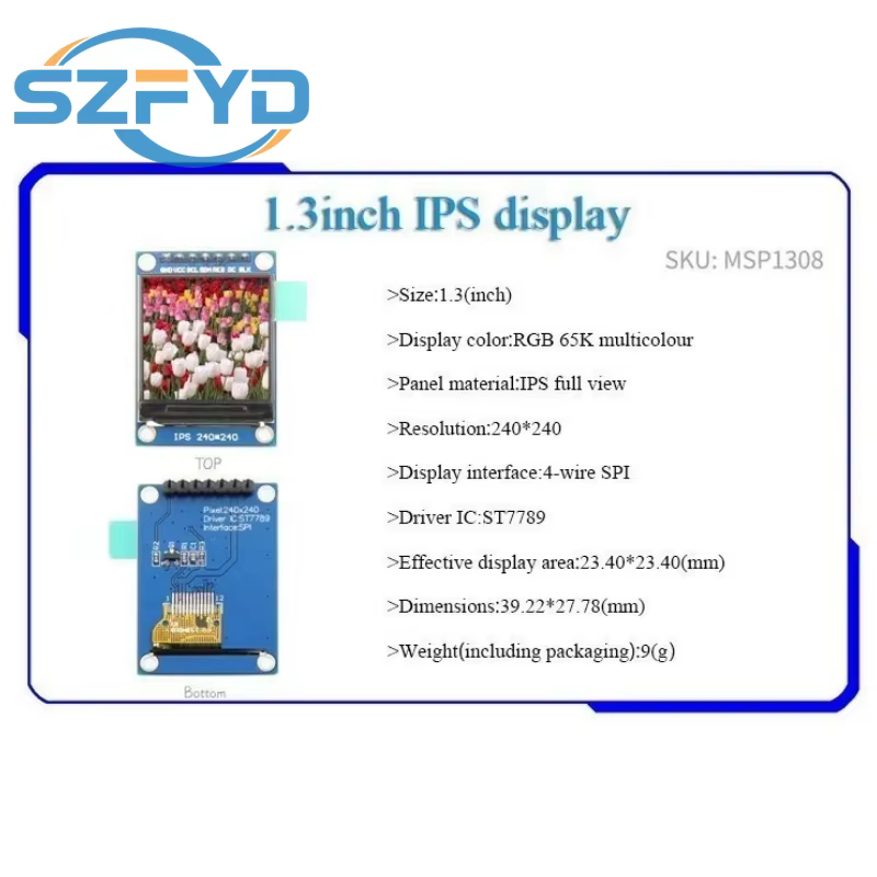 Pantalla TFT IPS 1,3" ST7789 240x240 para óptica táctica - imagen 5