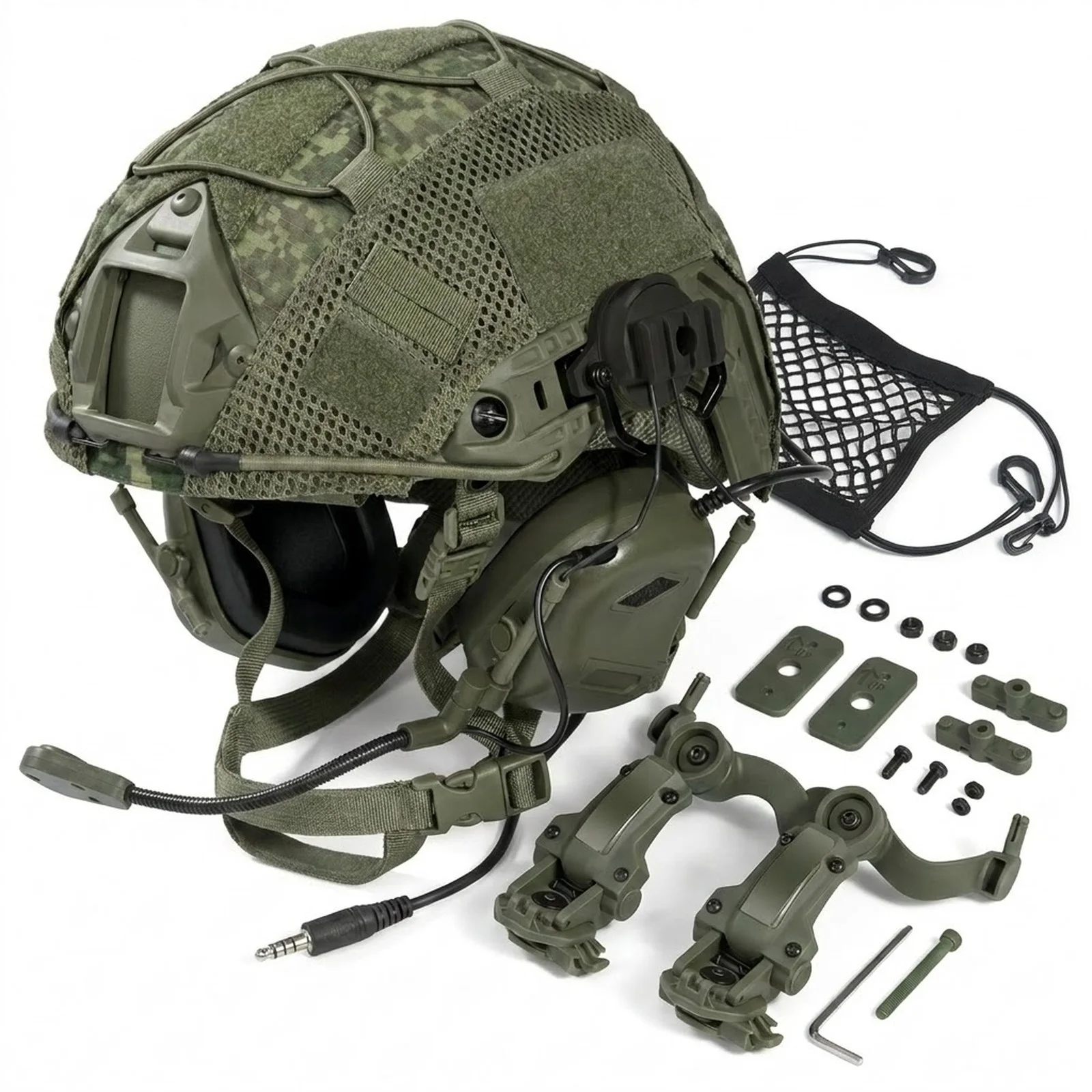Casco táctico de corte alto ajustable con auriculares y PTT - imagen 5