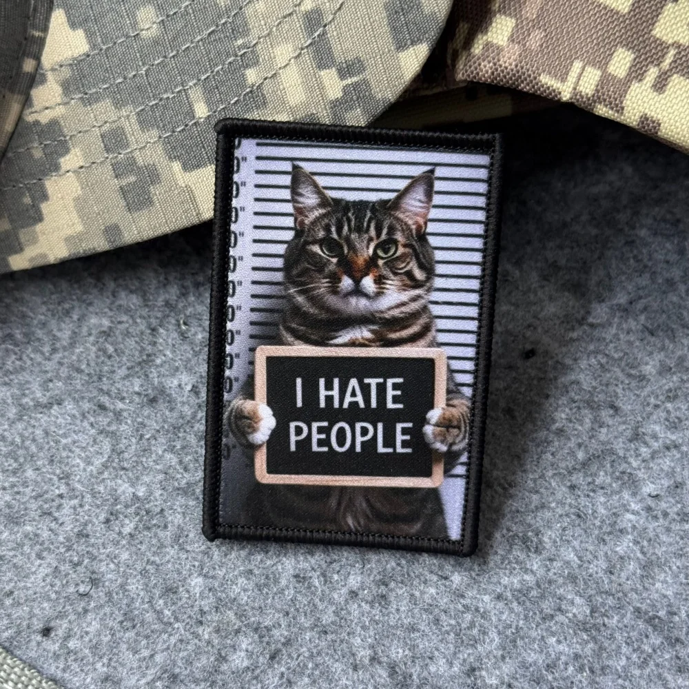 Parche moral táctico gato malhumorado «Odio a la gente»