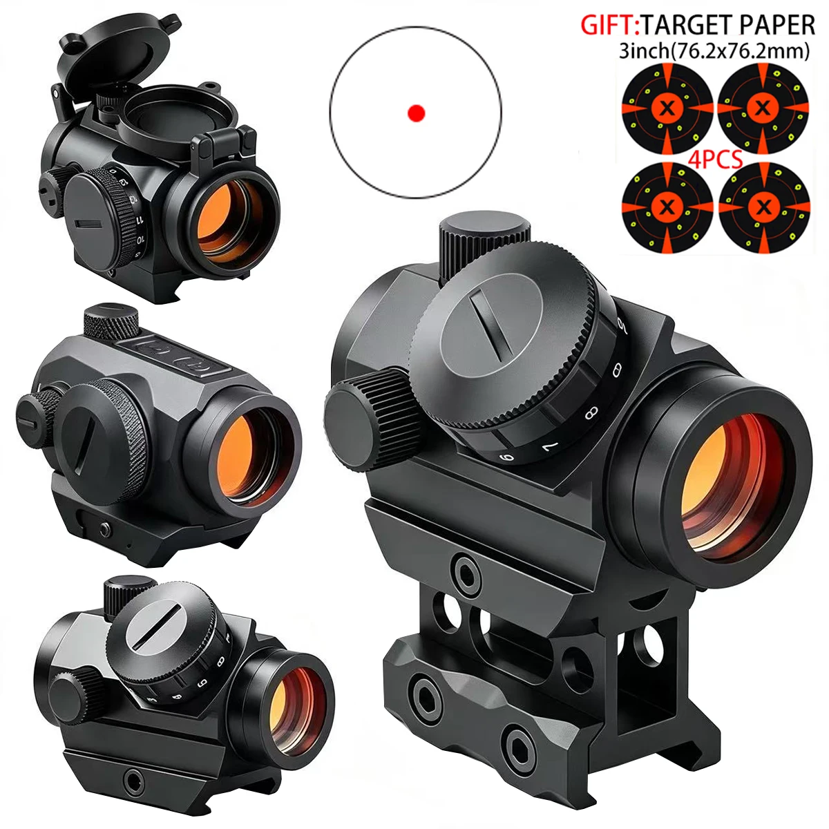 Mira táctica reflex roja en Picatinny/Weaver para airsoft y caza