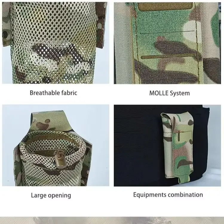 Bolsa táctica MOLLE de nailon con malla y cordón plegable - imagen 4