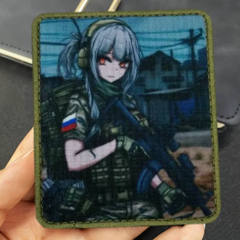 Parche táctico MOLLE soldado femenino anime – gancho y bucle - imagen 3