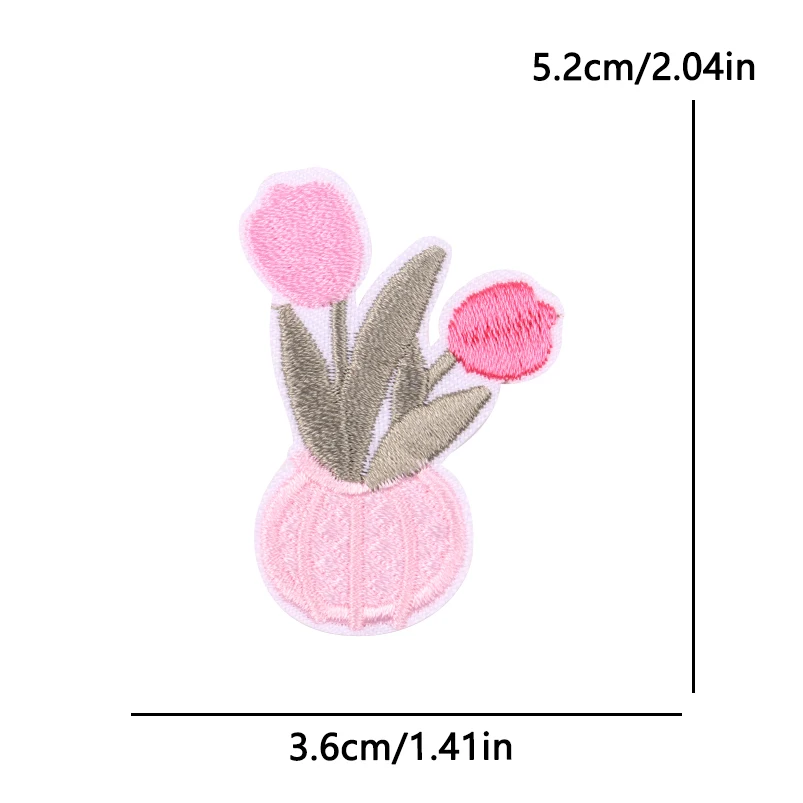 Parche bordado florero termoadhesivo para ropa, coser o mochilas