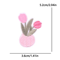 Parche bordado florero termoadhesivo para ropa, coser o mochilas