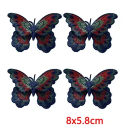 Parche bordado mariposa azul turquesa degradado vintage para coser