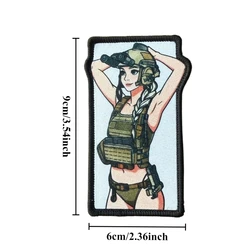 Parche táctico gancho y bucle chica soldado dibujos animados mochila