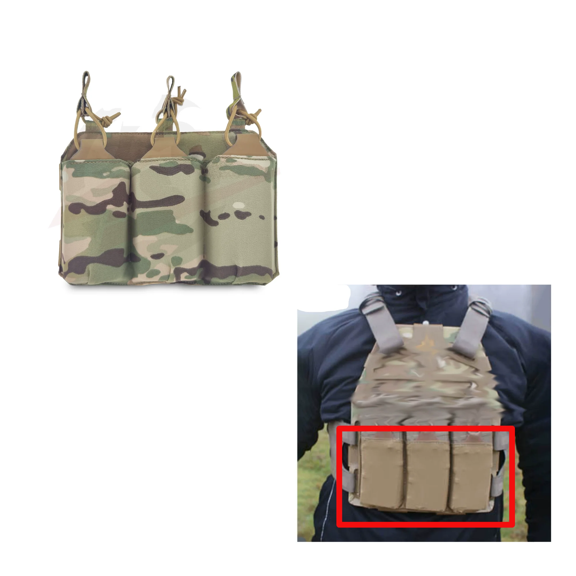 Bolsa Táctica Triple para Cargadores y Accesorios de Chaleco - imagen 2