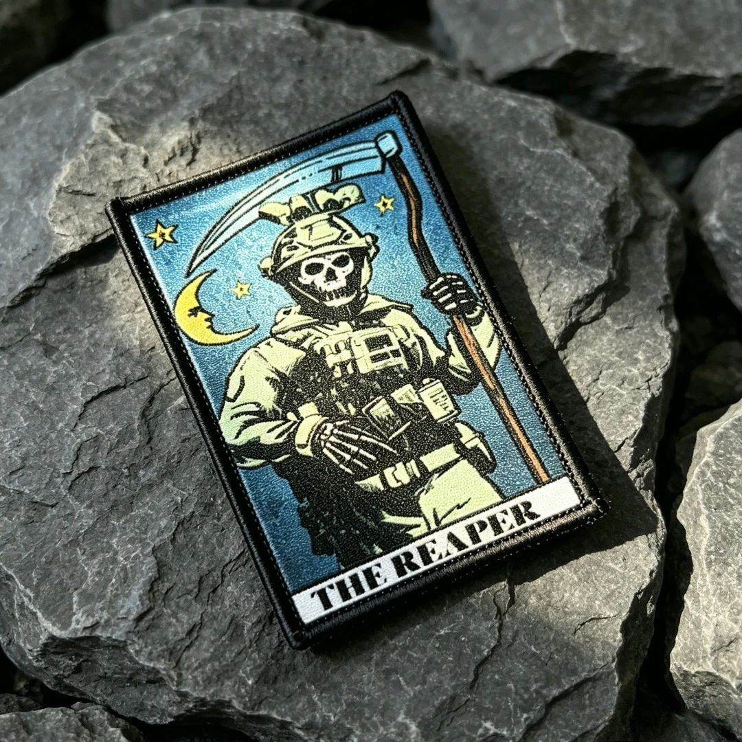 Ceñido Mentado Parche táctico calavera estilo Tarot con velcro - imagen 2