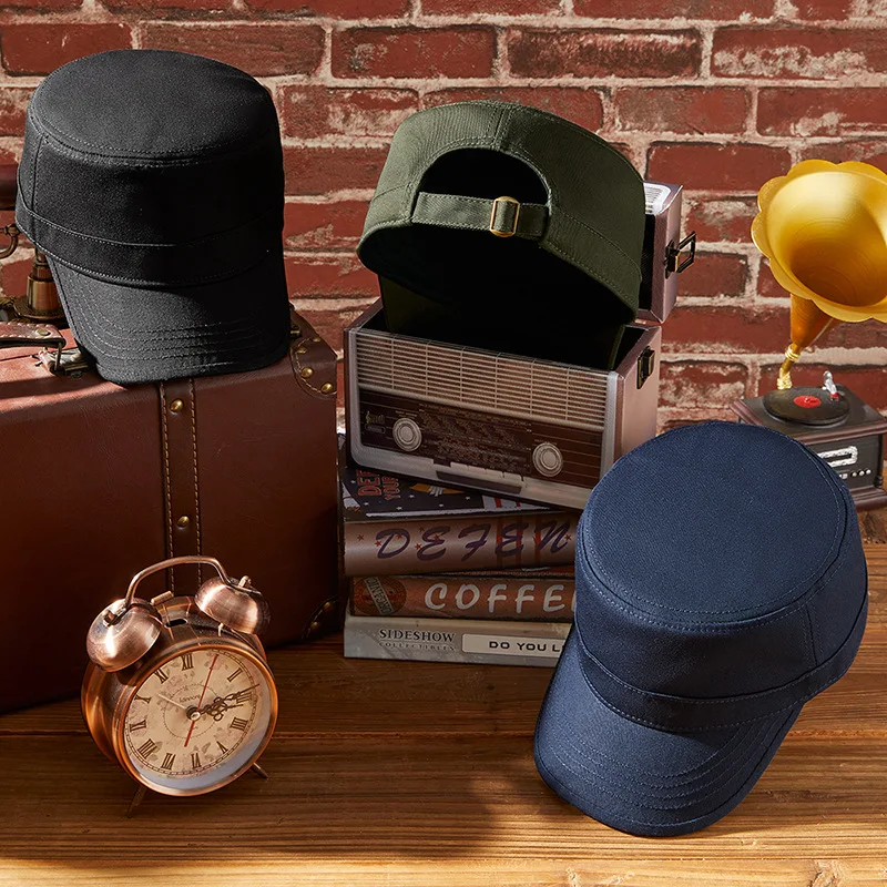 Gorra de béisbol retro ajustable visera negra sólida para exterior