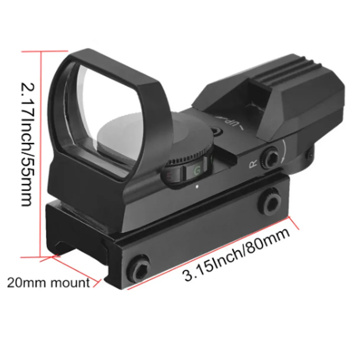 HD101 Mira táctica con punto rojo y verde para airsoft - imagen 4