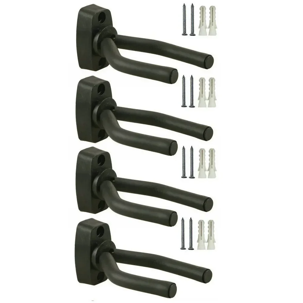 Estante negro para armas montado en pared con rifle