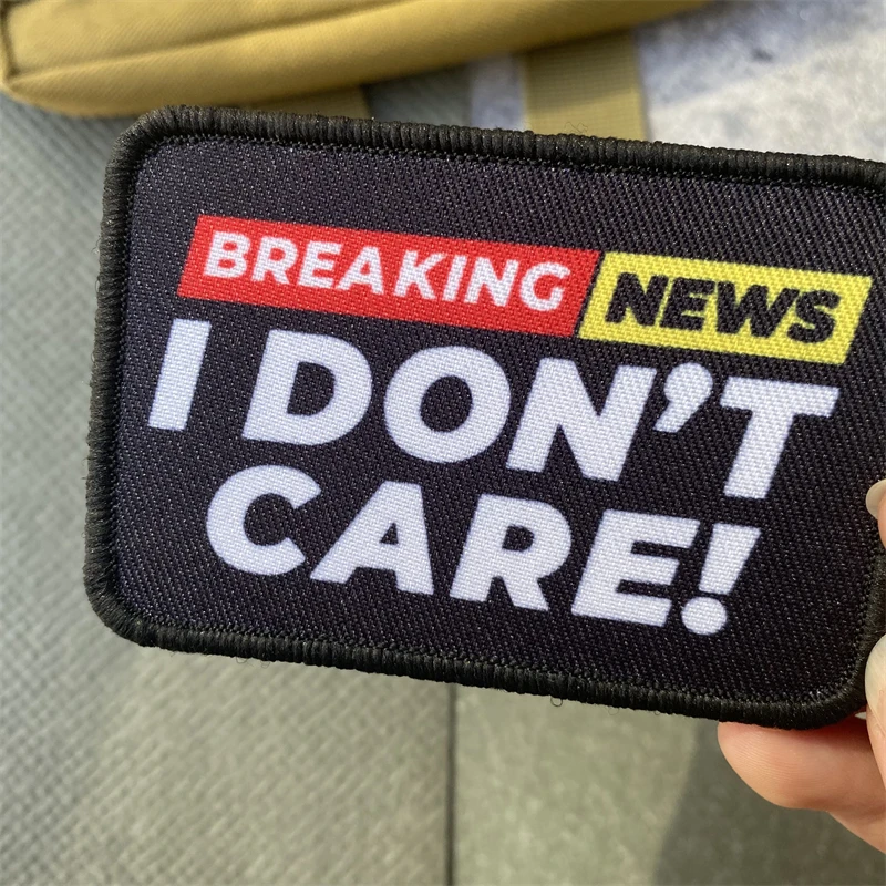 Parche moral táctico I Don't Care – Velcro para mochila y gorra