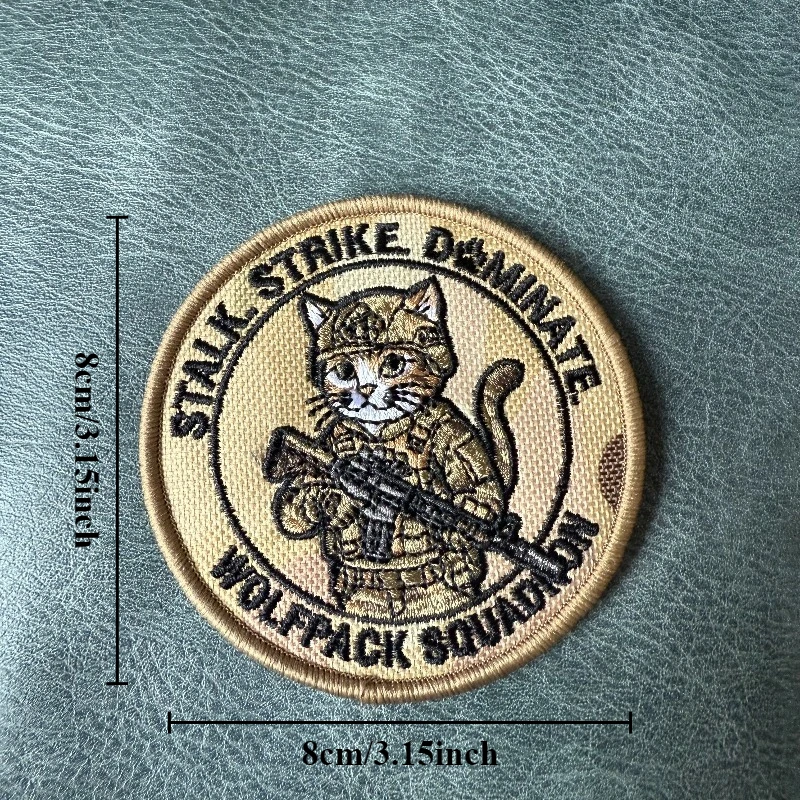 Parche táctico bordado de gato con moral y velcro gancho-bucle - imagen 2