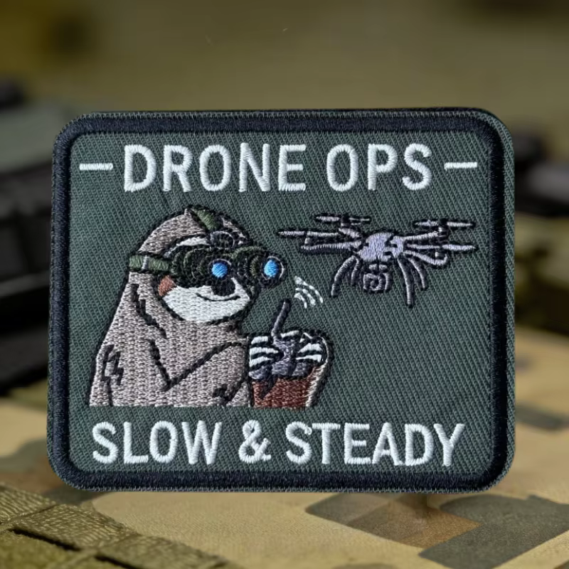 DRONE OPS SLOW&STEADY parche táctico bordado con gancho y bucle - imagen 5
