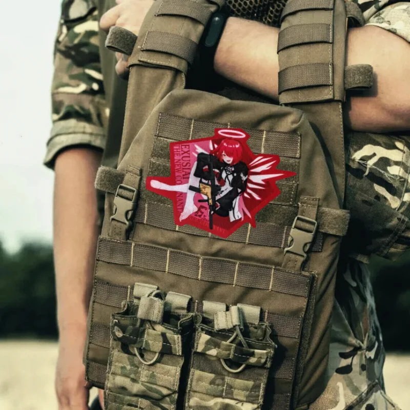 Parche táctico de chica anime con pistola para chaleco MOLLE