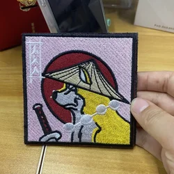 Parche táctico de velcro bordado Shiba Inu samurái para mochila