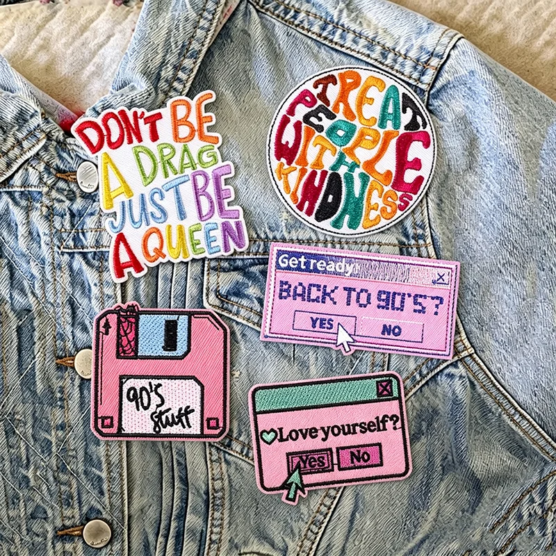 Parches termoadhesivos vintage frases años 90 para ropa