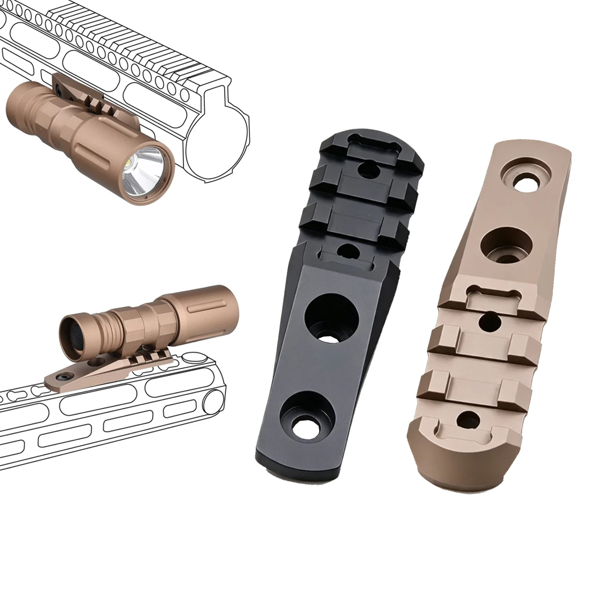 Base Montaje Táctica SureFire M300 M600 – Soporte Riel KEYMOD M-LOK - imagen 2