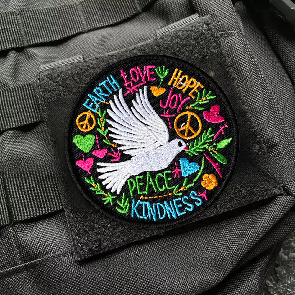 Parche táctico Peace Dove bordado con velcro para ropa y mochila - imagen 2