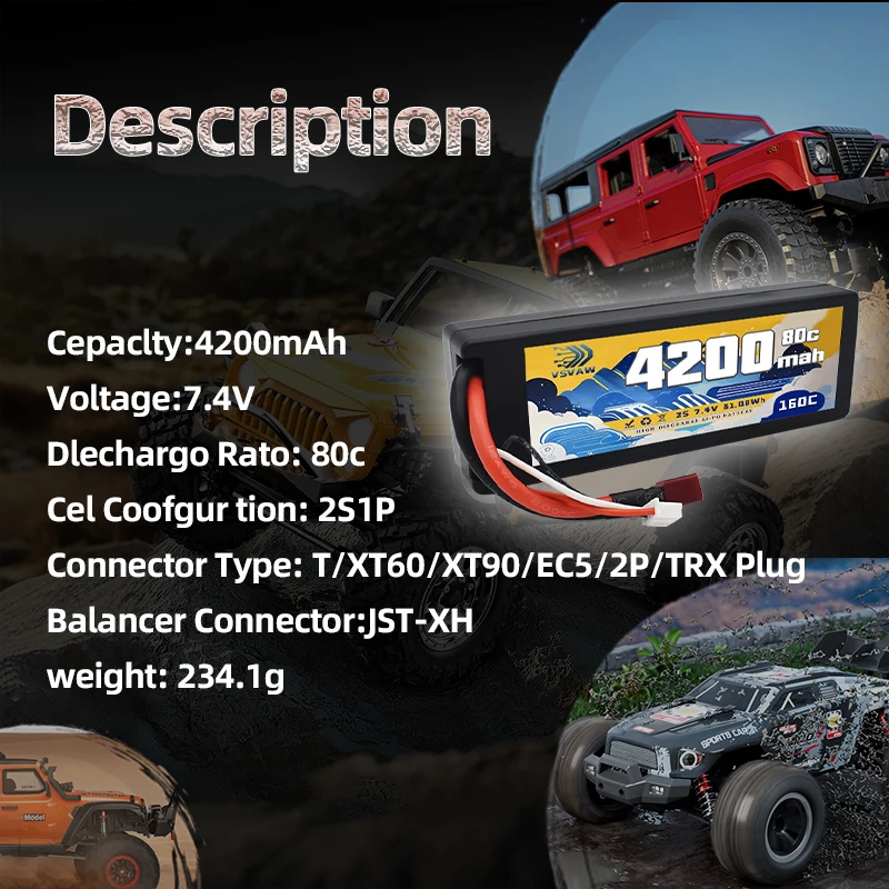 Conectores XT60 y EC5 incluidos