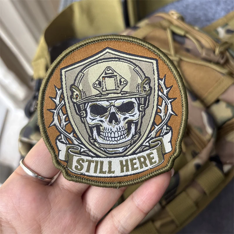 Parche táctico velcro gancho y bucle calavera moral militar - imagen 4