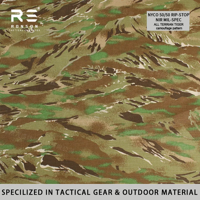 Tela táctica ripstop camuflaje rayas tigre NYCO para todo terreno - imagen 2