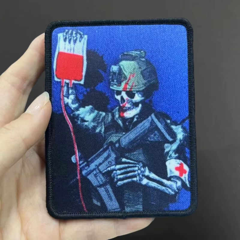 Parche bordado soldado esqueleto para velcro moral militar táctica - imagen 2